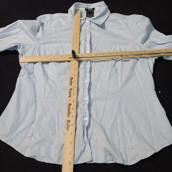 Jacob Mens Button Up Dress Shirt Blue Size XL 100% Cotton Long Sleeve Collar - Picture 3 of 12